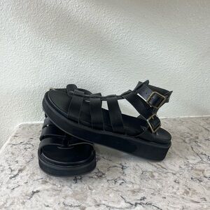 Farylrobin Black Platform Sandals with Strappy Design